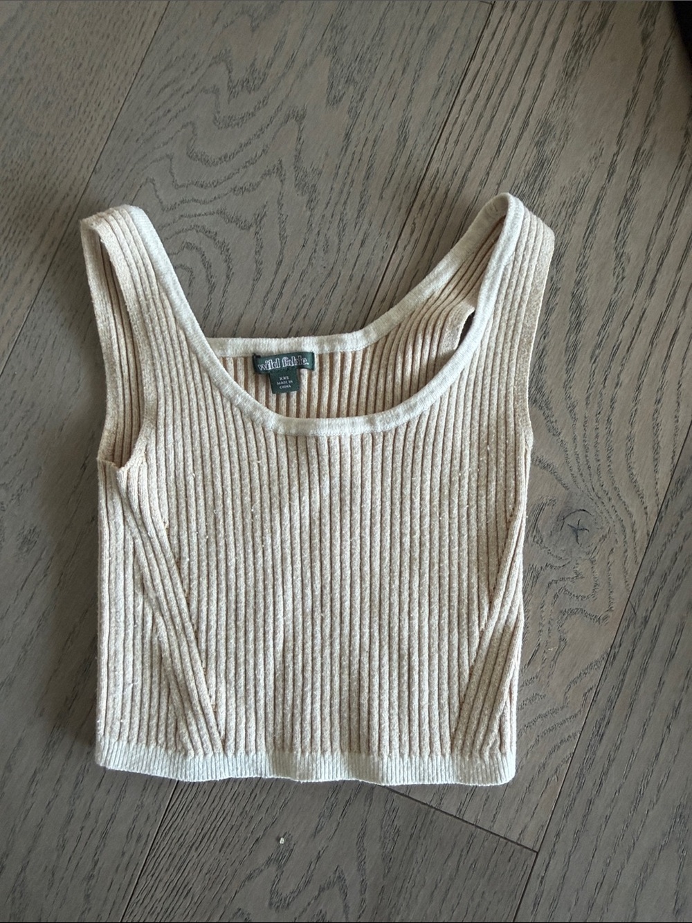 wild fable Ribbed Crop Tank Top in Cream
